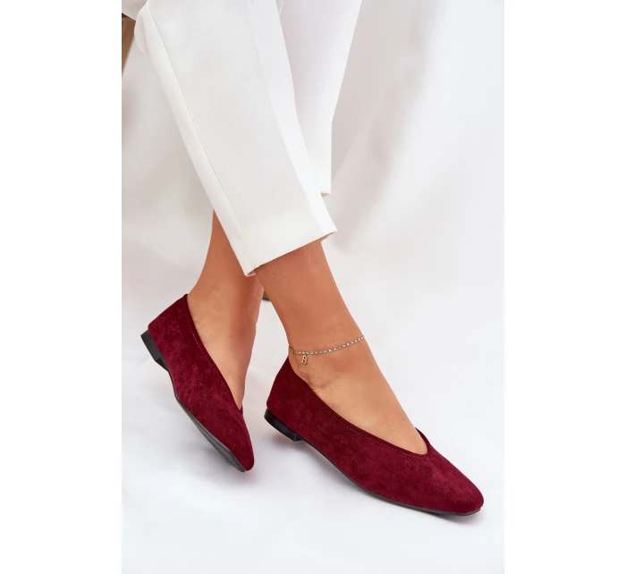 Klasyczne Baleriny Z Eko Zamszu Bordowe Osallin
