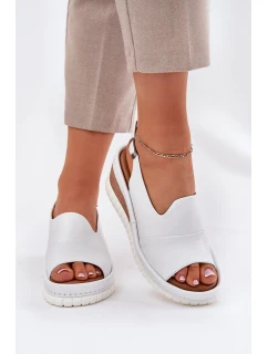 Sandały Damskie Skórzane Na Koturnie Artiker 56C0918 Białe