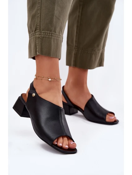 Kožené Dámské Sandály Na Klínku model 21697483 Černé - Maciejka