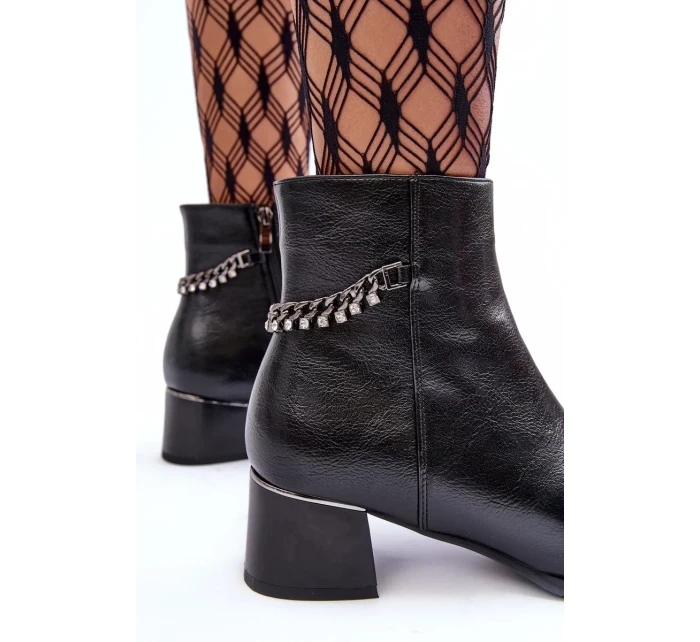 Dámske členkové topánky s nízkym podpätkom JC101P Black - Seastar