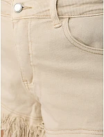 Dámske džínsové šortky s strapcami béžové FashionStreet SY0507