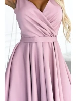 478-2 MAYA Šaty s dlhším zadným dielom, výstrihom a opaskom - BRUCE ROSE 478-2 MAYA Šaty s dlhším zadným dielom, výstrihom a opaskom - BRUCE ROSE