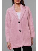 Krátky vlnený prehoz cez oblečný typ alpaka v bledo ružovej farbe (7108-1)