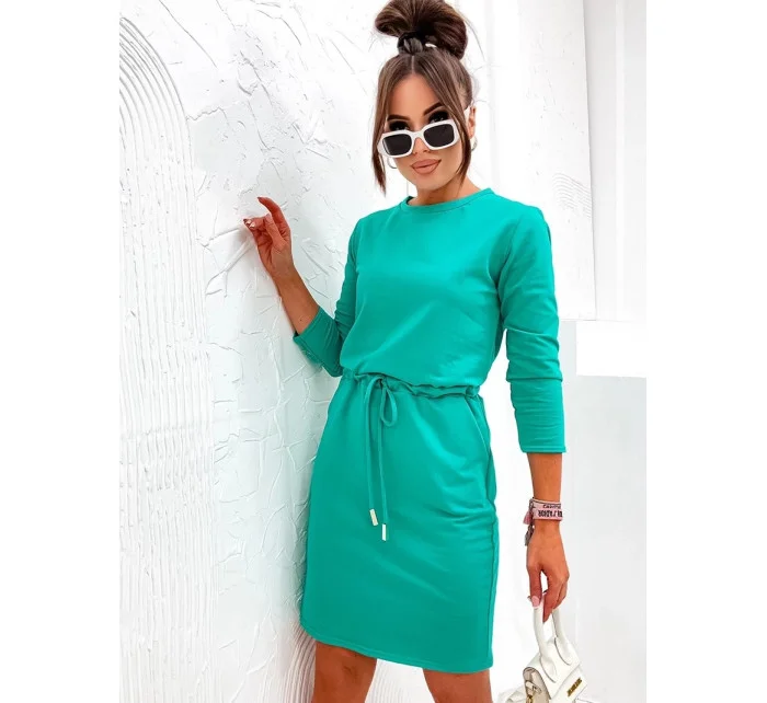 Dámské úpletové šaty v tyrkysové barvě model 19764055 - Moon Dámské úpletové šaty v tyrkysové barvě model 19764055 - Moon