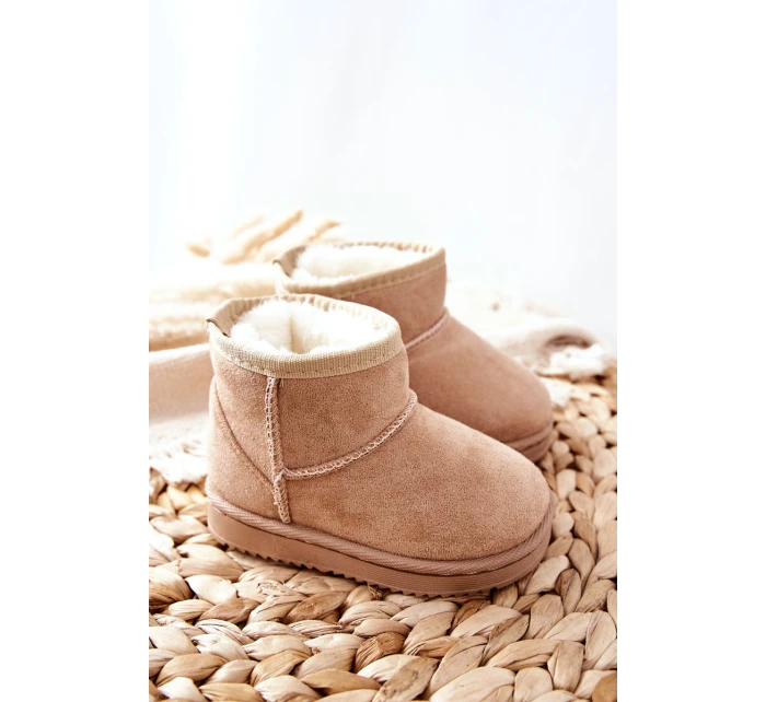 Dětské Teplé Sněhule Semišové béžové model 21598049 - Boto Dětské Teplé Sněhule Semišové béžové model 21598049 - Boto