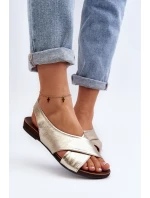 Zazoo 40407 Sandały Skórzane Damskie Złote