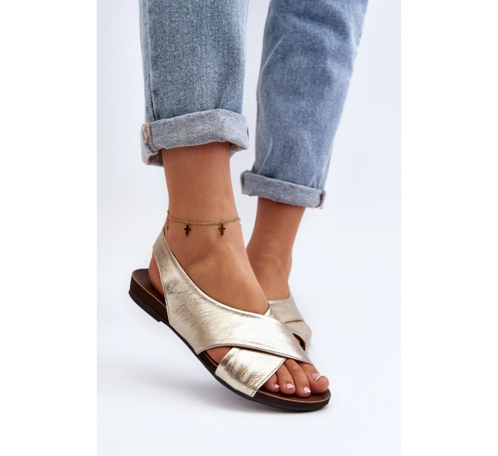 Zazoo 40407 Sandały Skórzane Damskie Złote