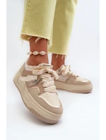 Dámské tenisky na platformě z ekokože béžové model 21657725 - Boto Dámské tenisky na platformě z ekokože béžové model 21657725 - Boto