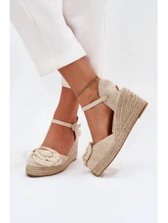 Dámské Sandály Na Klínu S Pletením A  Béžové model 21700165 - Boto