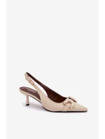 Dámské sandály na jehle s ozdobným detailem světle béžové Brienne