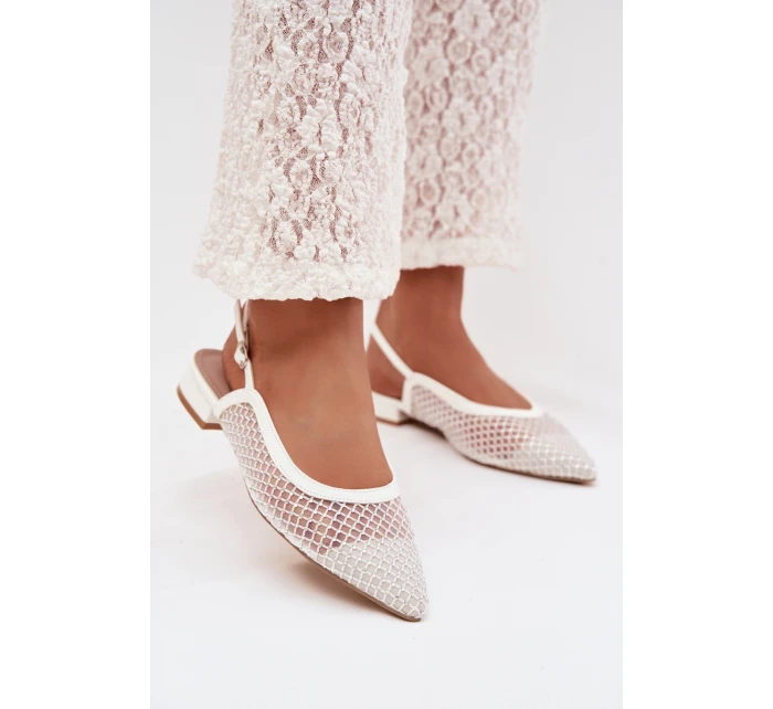 Síťované baleríny s patou bílé model 22032126 - Boto