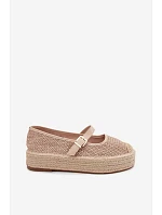Dámské espadrilky s páskem na platformě Béžové model 22196479 - Boto