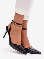 Dámske lakované lodičky LE149P - čierne Laretta