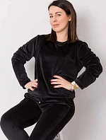 Dámske velúrové plus size tepláky čierne (6085)