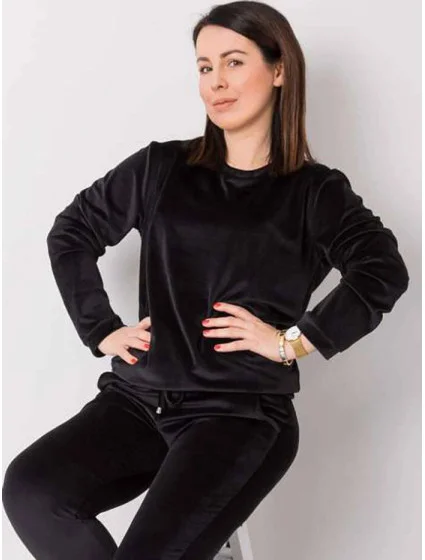 Černá dámská velurová plus size souprava model 19578869 - Factory Price