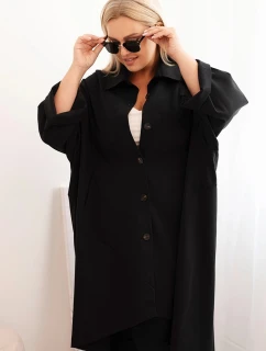 Dámsky plus size overal Punto s bavlnou a gombíkmi čierny