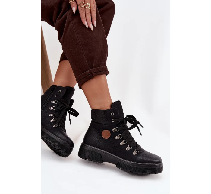 Ocieplane Trapery Damskie Na Platformie Czarne Zaraine Ocieplane Trapery Damskie Na Platformie Czarne Zaraine