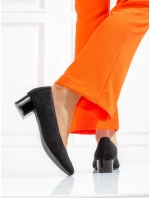 Dizajnové lodičky dámske čierne na širokom podpätku Dizajnové lodičky dámske čierne na širokom podpätku