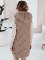 Dámská dlouhá prošívaná vesta s kapucí camel Dstreet model 21991330 - FashionStreet