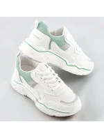 Bielo-mätové dámske sneakersy s brokátovými vsadkami (LU-2)