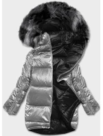 Šedo-čierna obojstranná oversize bunda (h-1088-61)