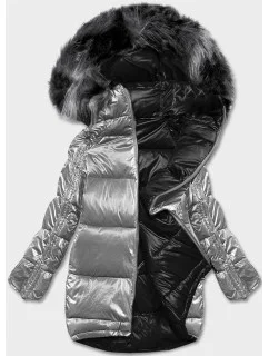 Šedo-čierna obojstranná oversize bunda (h-1088-61)