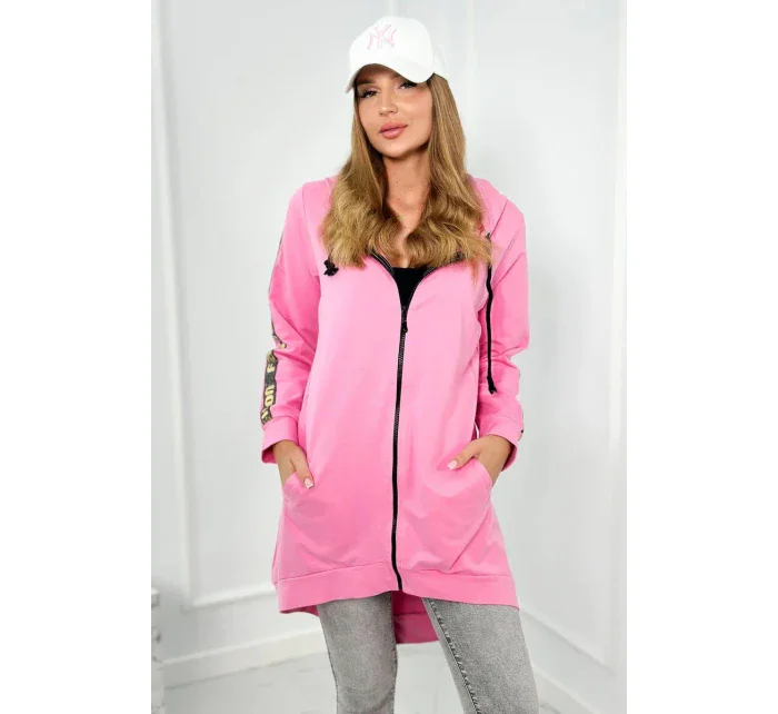 Mikina so zipsom na chrbte svetlo ružová