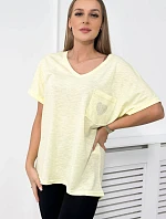 Bavlnená blúzka s vreckami žltá