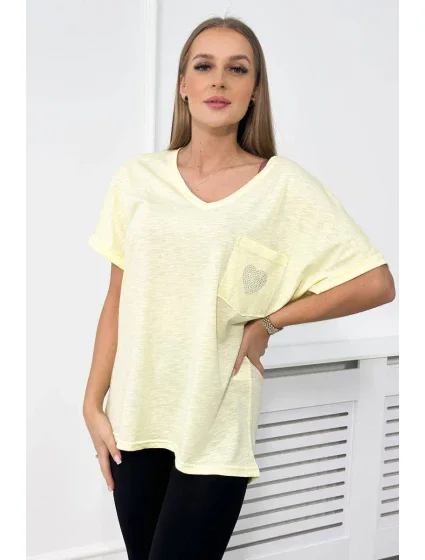 Bavlnená blúzka s vreckami žltá