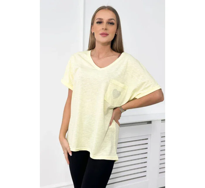 Bavlnená blúzka s vreckami žltá