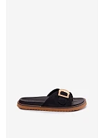 Dámské pantofle Černé se zlatou sponou model 22125600 - Boto