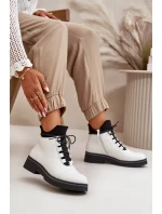 Dámske zateplené členkové topánky z eko kože White Dámske zateplené členkové topánky z eko kože White