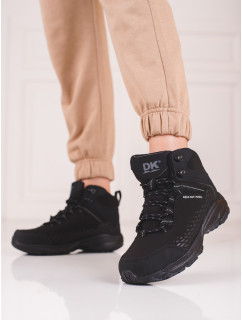 Dizajnové čierne dámske trekingové topánky bez podpätku
