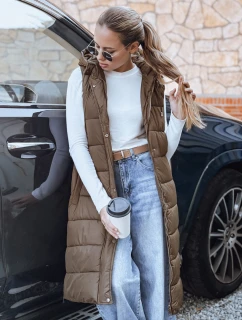 Dlhá prešívaná béžová vesta FashionStreet TY5253