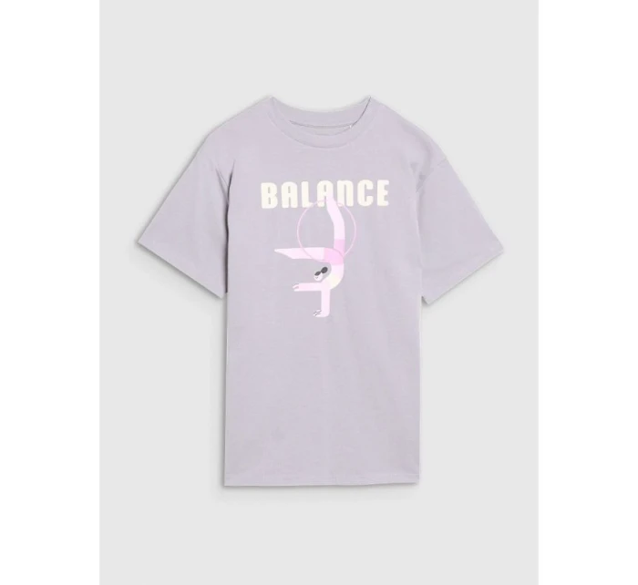 Dievčenské tričko oversize s potlačou 4F 4FJRSS25TTSHF2646-25S