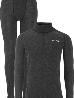 Craft Corporate Wool Merino Hz Set M Pánská sada funkčního prádla s 1/4 zipem 81.8308 black melange