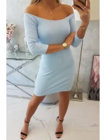 Pruhované vypasované šaty v modrej farbe