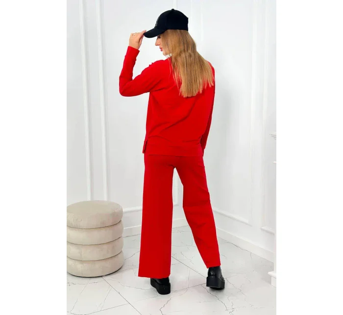Bavlnený komplet Mikina + Nohavice so širokými nohavicami červený