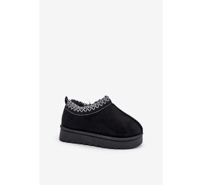 Śniegowce Botki Dziecięce Na Platformie Ocieplane Futerkiem Czarne Vilabria