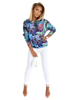 Dámska klokanie mikina vo svetlo modrej mramorovanej farbe s kapucňou 390-1