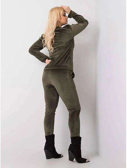 Dámská velurová plus size souprava v khaki barvě model 19578875 - Factory Price