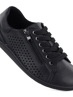 Dámské kožené barefoot ažurové černé boty Gino model 22068723