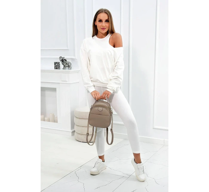 model 18754145 set halenka + top + legíny ecru - K-Fashion