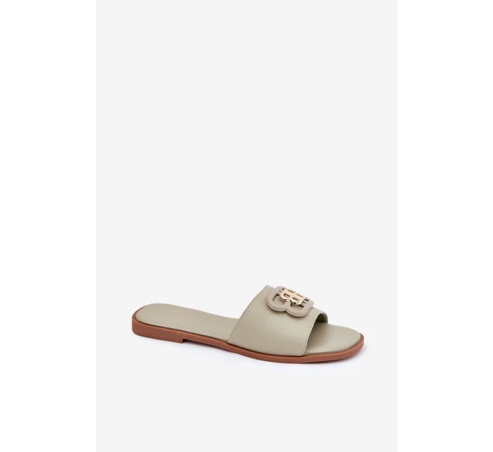 Ploché Dámské Pantofle S Ozdobným Detalem Zelené model 21699585 - Boto