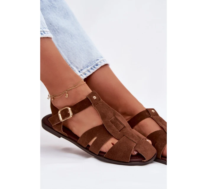 Dámské sandály Ploché Hnědé model 21960883 - Boto