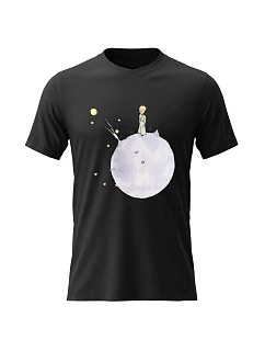 Dámske bavlnené tričko s potlačou - LITTLE PRINCE - čierne