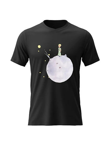 Dámske bavlnené tričko s potlačou - LITTLE PRINCE - čierne Dámske bavlnené tričko s potlačou - LITTLE PRINCE - čierne