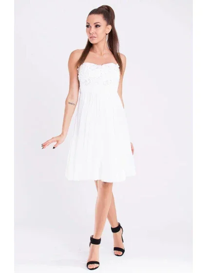 Dámske značkové šaty EVA & LOLA s rozšírenou sukňou biele - Biela / S - EVA & LOLA