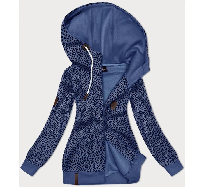Modrá dámská rozepínací mikina se vzorem model 19664194 - 6&8 Fashion