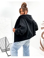 Teplá černá mikina oversize s kapucí (821112)